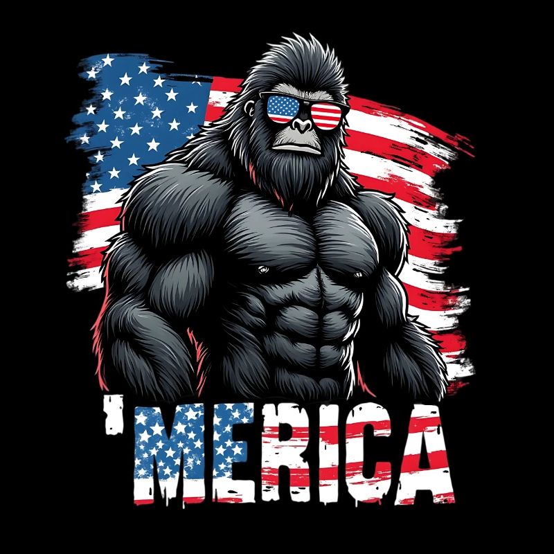 Muskelgorilla mit Flagge