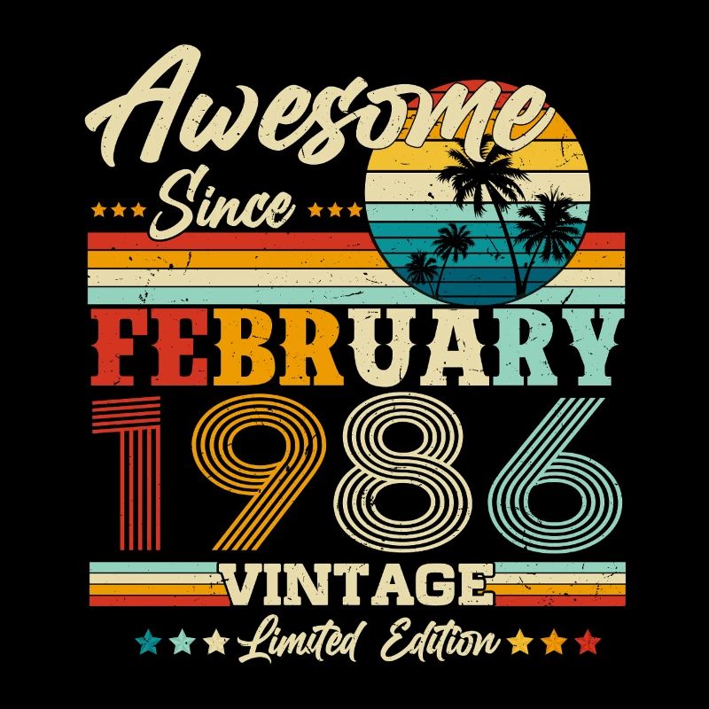Février 1986 Vintage Rétro Anniversaire