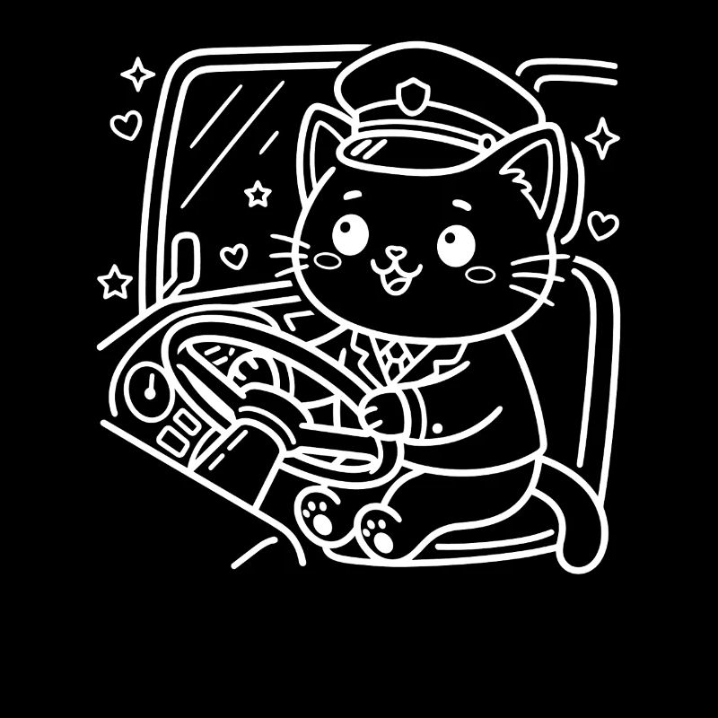 Chauffeur de bus Kawaii Cat