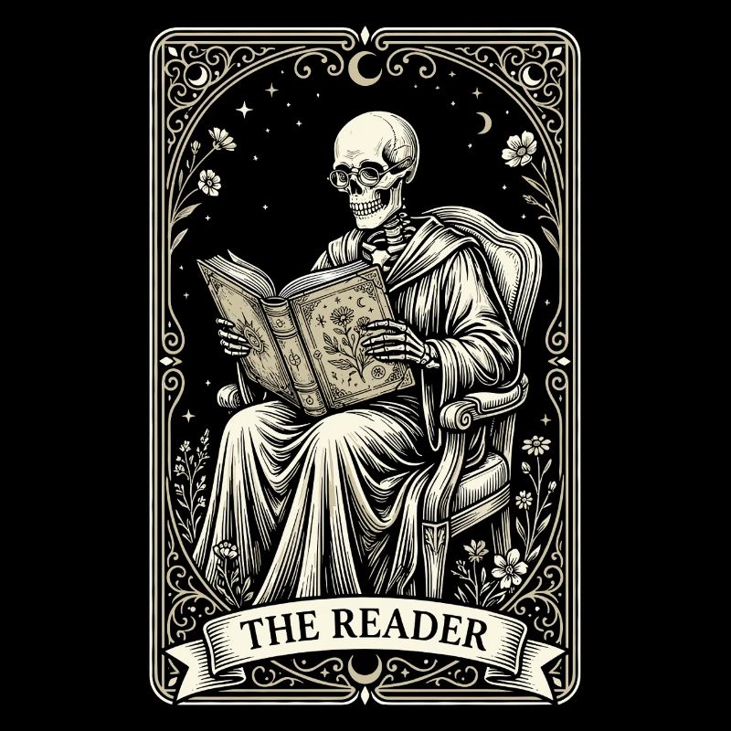 Gothic Skeleton Reader Vintage Floral