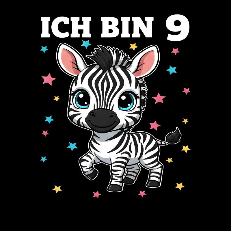 Ich bin 9 - Süßes Zebra zum 9. Geburtstag