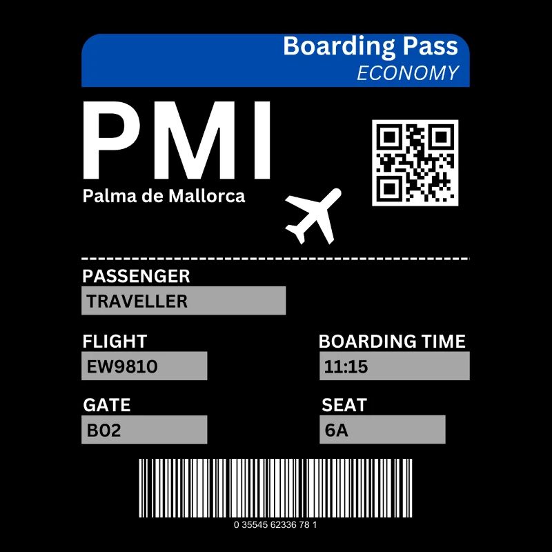 Mallorca Flugticket Design Boarding Pass Shirt 
