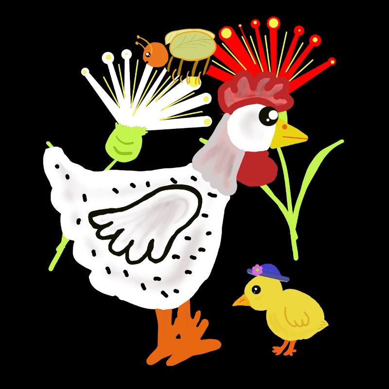 Chicken Chick Flowers Retro Kids Hen