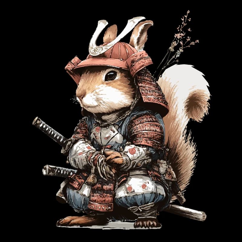 Eichhörnchen-Samurai in Rüstung