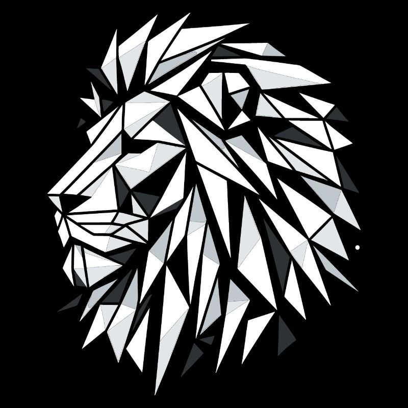 Triangle géométrique cercle noir et blanc tête de lion