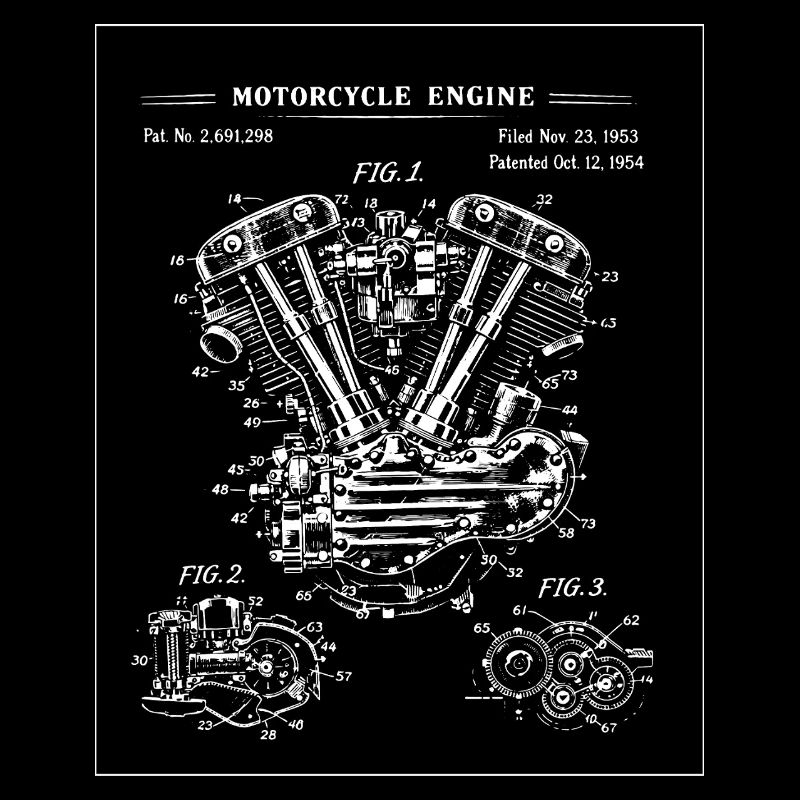 V-Twin Engine Blueprint Illustration