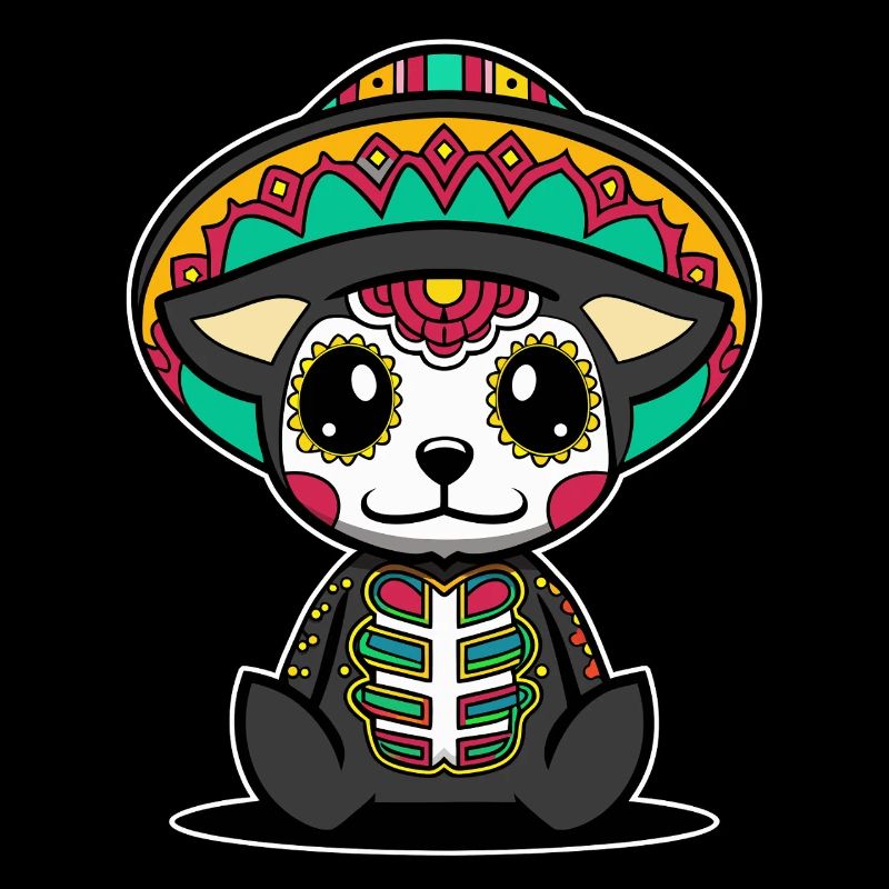 Hund dia de muertos kawaii mexikanischer Schädel