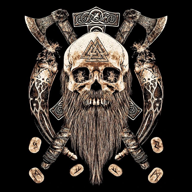 Valhalla Sigil Viking  Tête de mort Squelette Goth