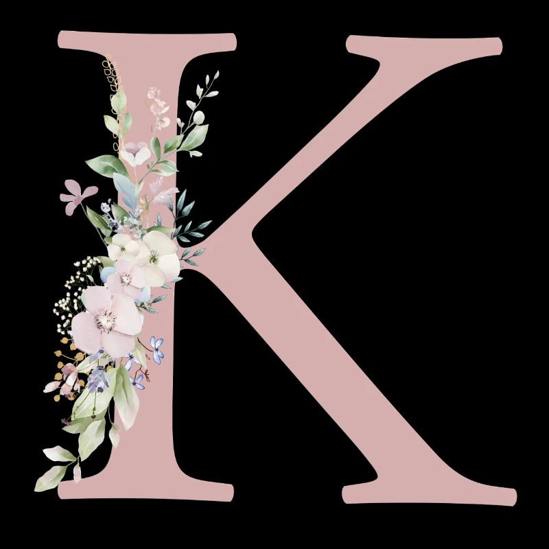 K Monogram, Floral, Personnalisable