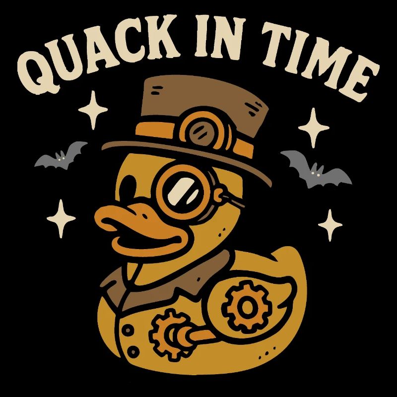 Vintage Steampunk Rubber Duck & Funny Saying Motif
