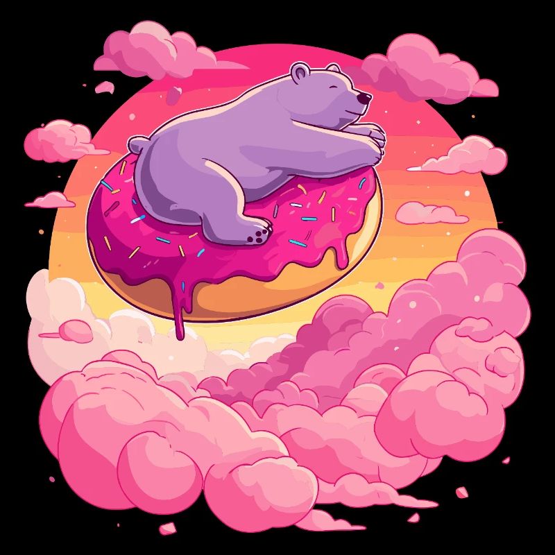 Polar Bär auf Donut im Wolkenmeer