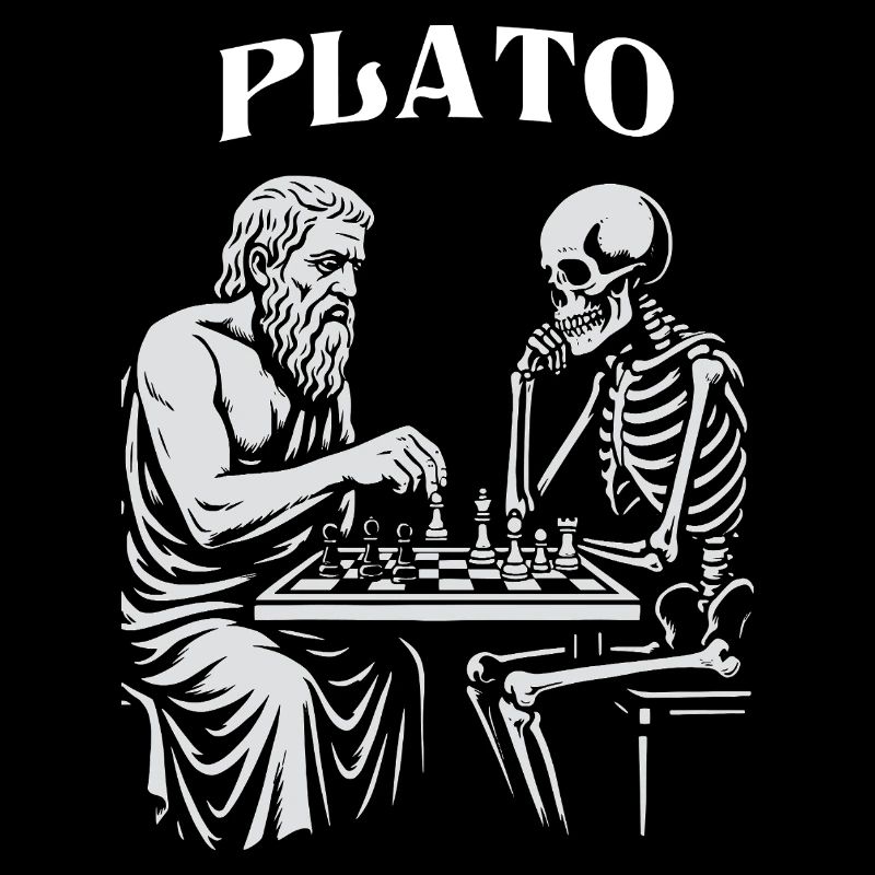 Platon et Skeleton jouant aux échecs