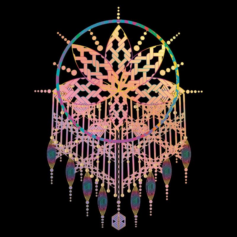 Macramé pendant with ornate knot patterns