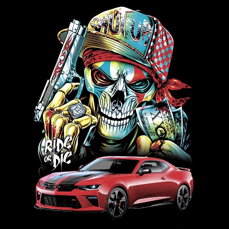 Schädel, Mutig, Rotes Auto