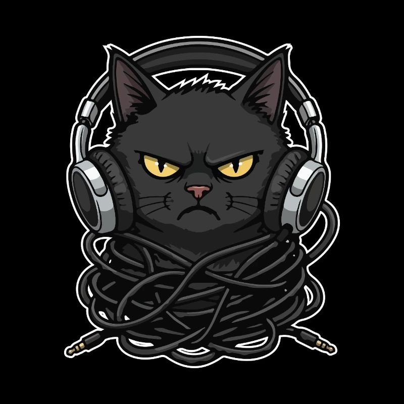 Kabel-Chaos-Katzen-Musik-Kopfhörer