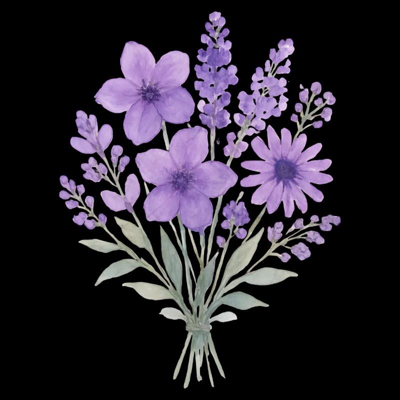 Bouquet aquarelle lavande
