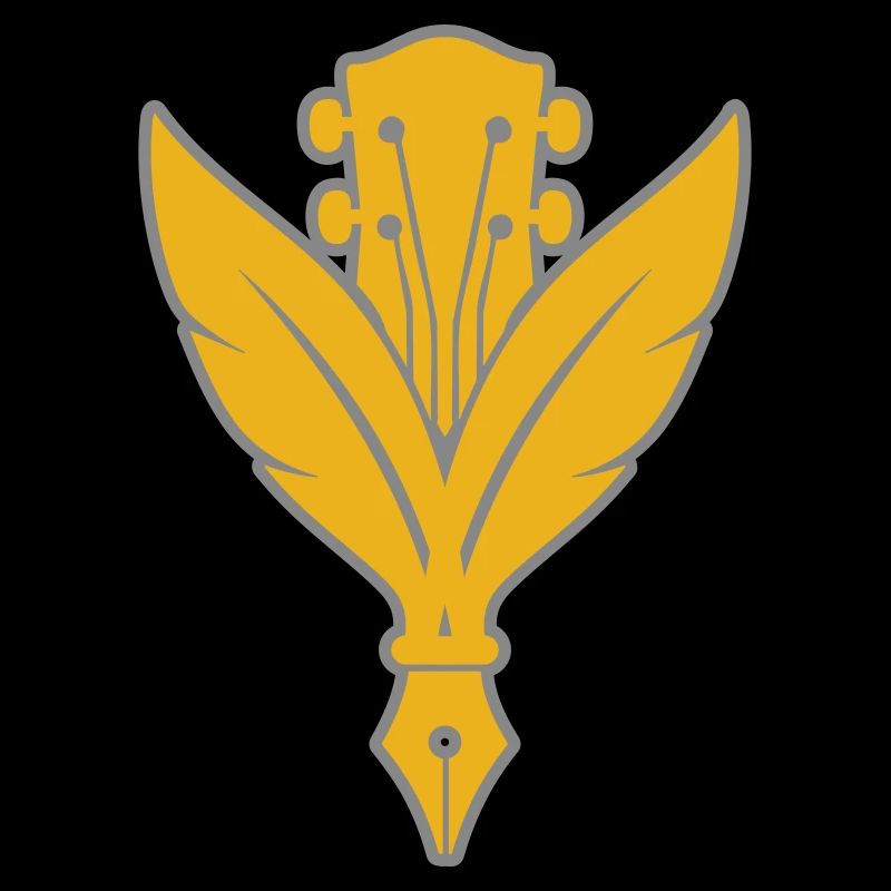 Plume dorée et guitare