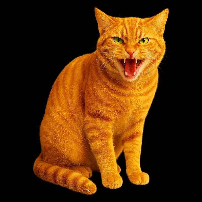 Hissing orange tabby cat