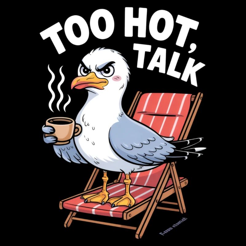 Sassy Seagull Relaxing with Coffee