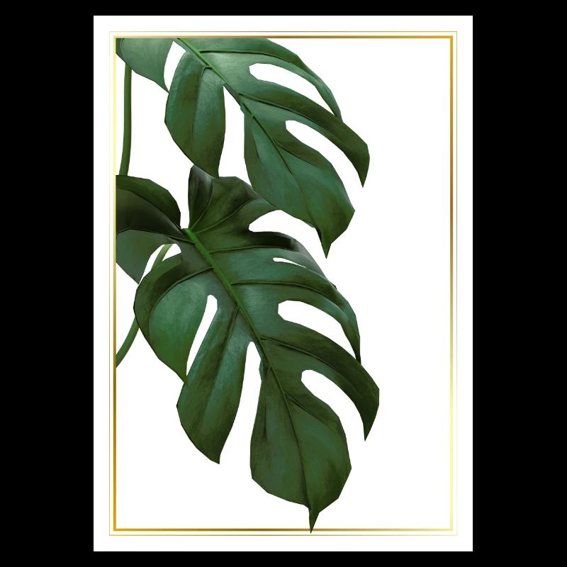 Monstera Tropical Leaves in Gold Frame