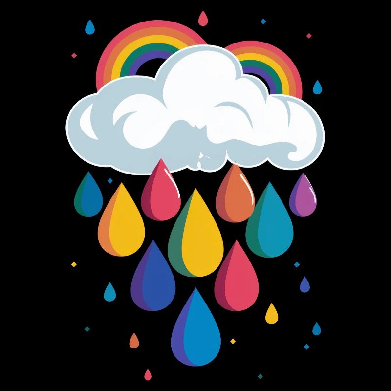 Rainbow Cloud Colorful Raindrops Graphic