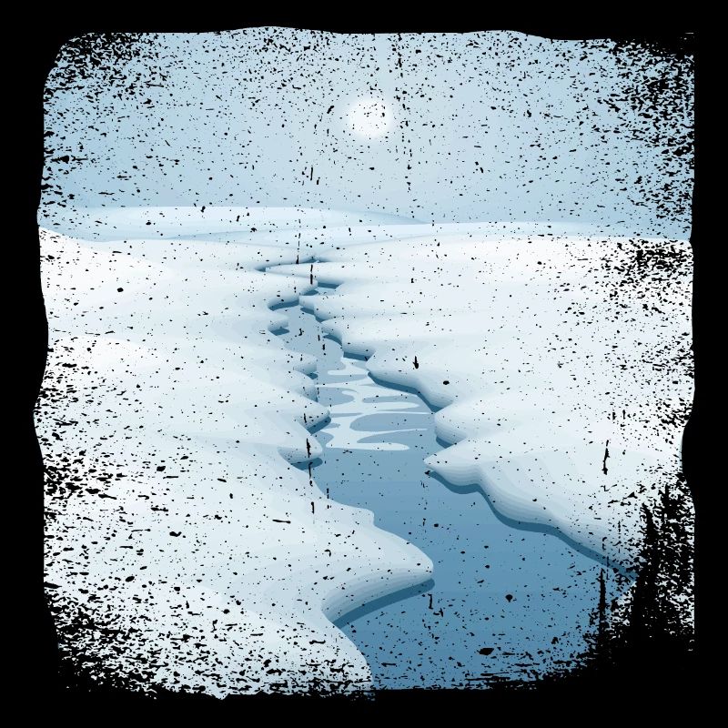 Bach im Schnee mit ausgefranstem Rand
