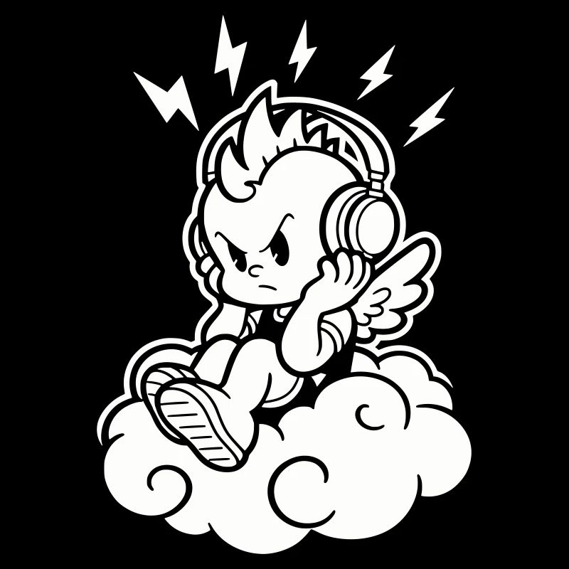 Punk Engel – Cherub mit Kopfhörern