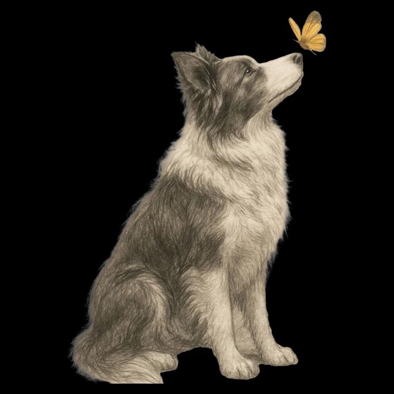 Australian Shepherd Dog Nature Illustration