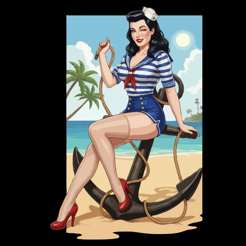 Beach sailor pinup
