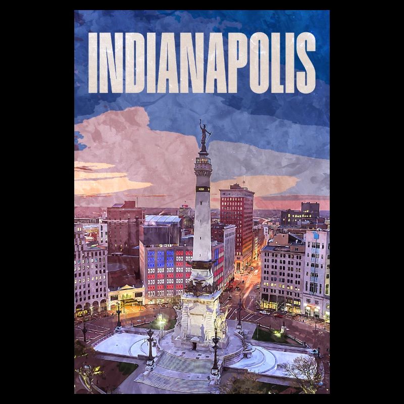 Indianapolis Skyline am Monument Circle