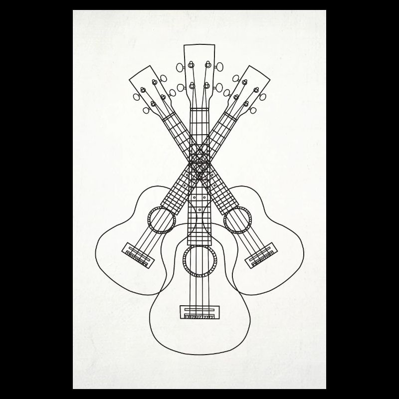 Ukulele LineArt noir - Affiche