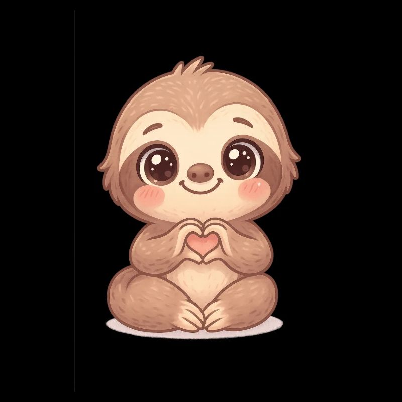 Cute sloth with heart hands