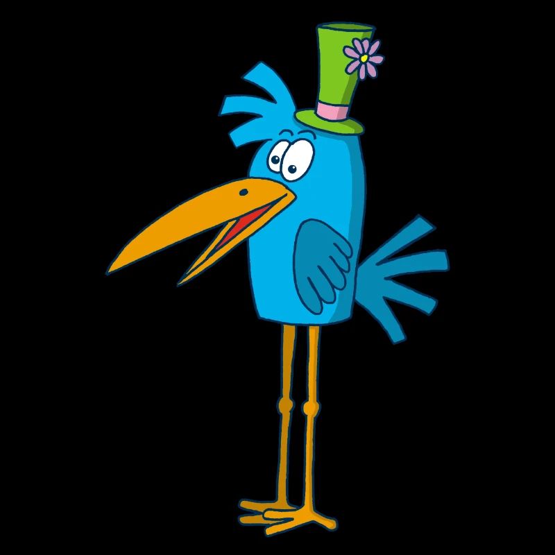 Blauer Vogel und sein Hut