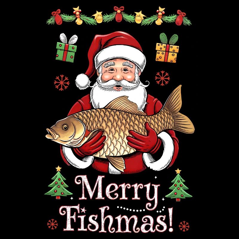 Merry Fishmas Pêcheur Carpe de Noël