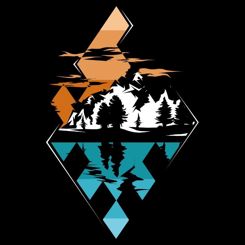 Pattern Mountains Mountain Lake Symbol Logo icon Graphic