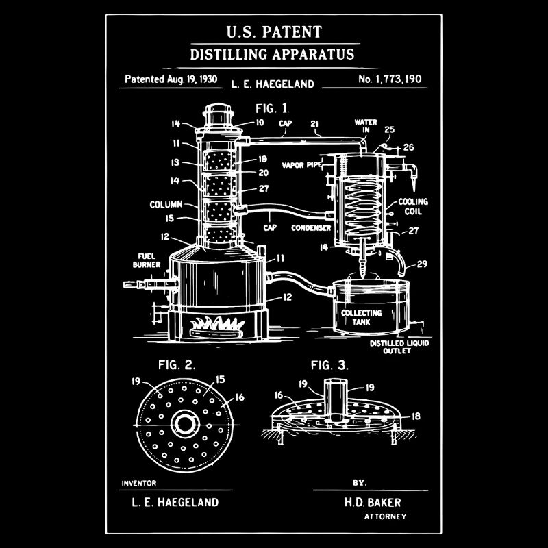 Plan de brevet de distillation vintage