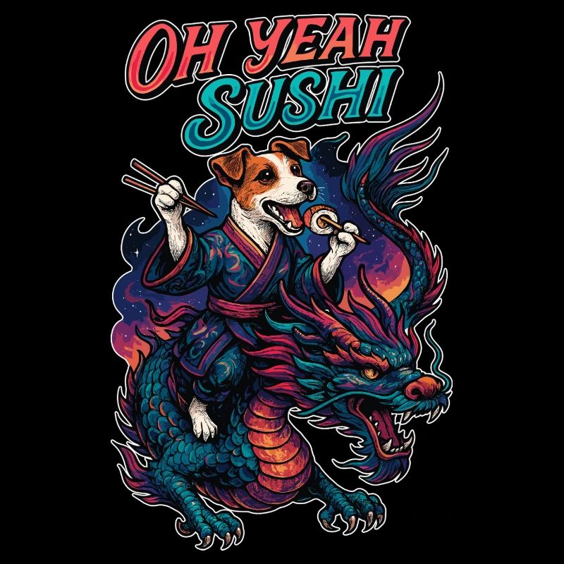 Sushi Jack Russell Terrier Kimono Dragon Cadeau