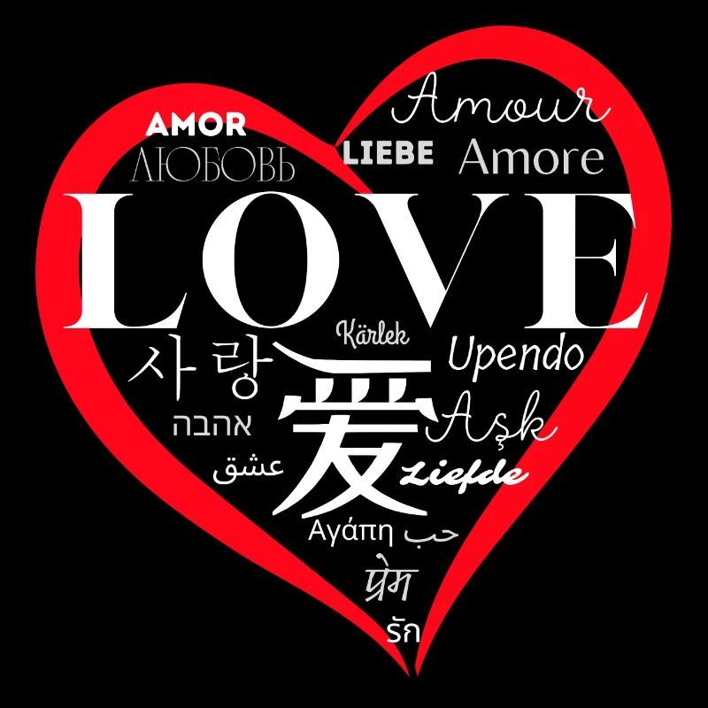 Amour mondial : conception de cœur multilingue