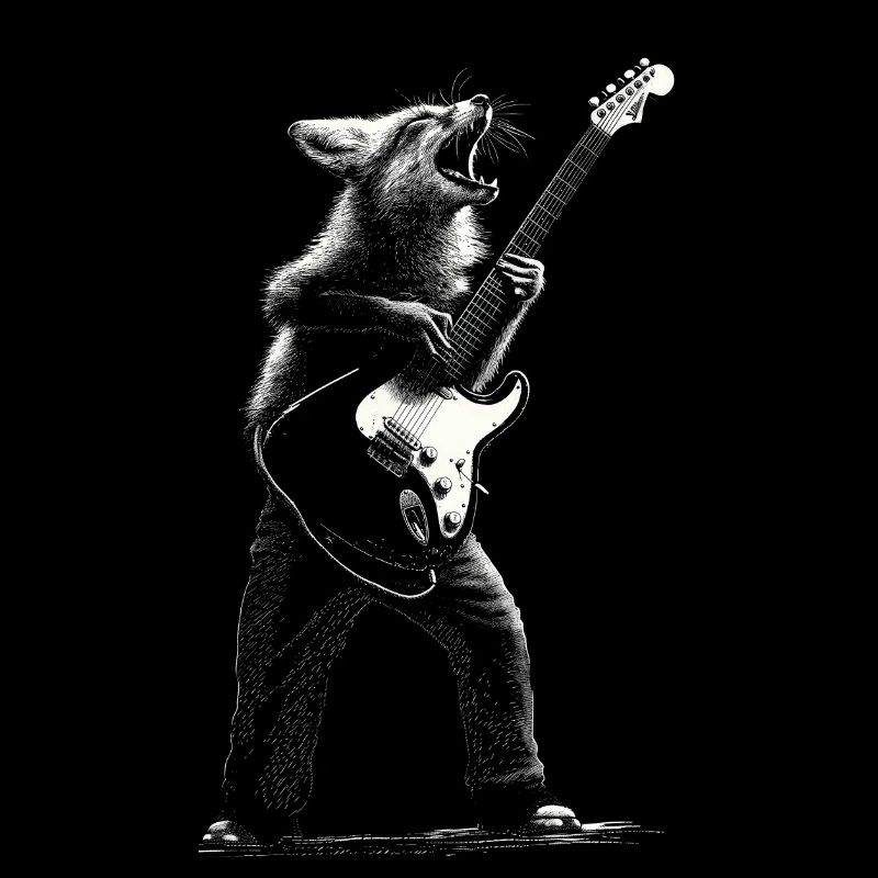 Rockender Rotfuchs mit E-Gitarre Geschenk Musikfan