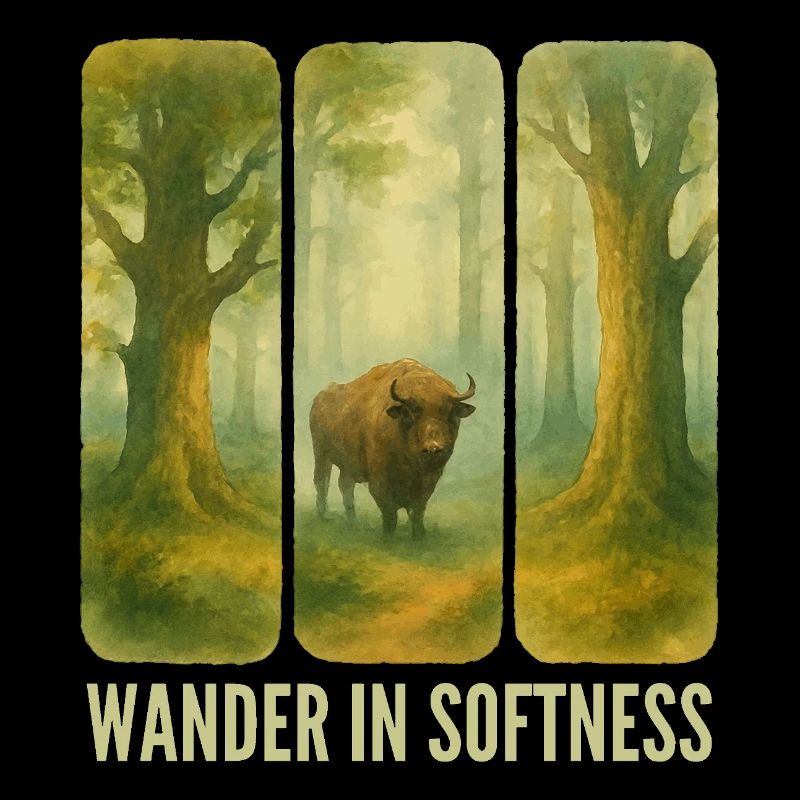 Wandering Bison in the Forest