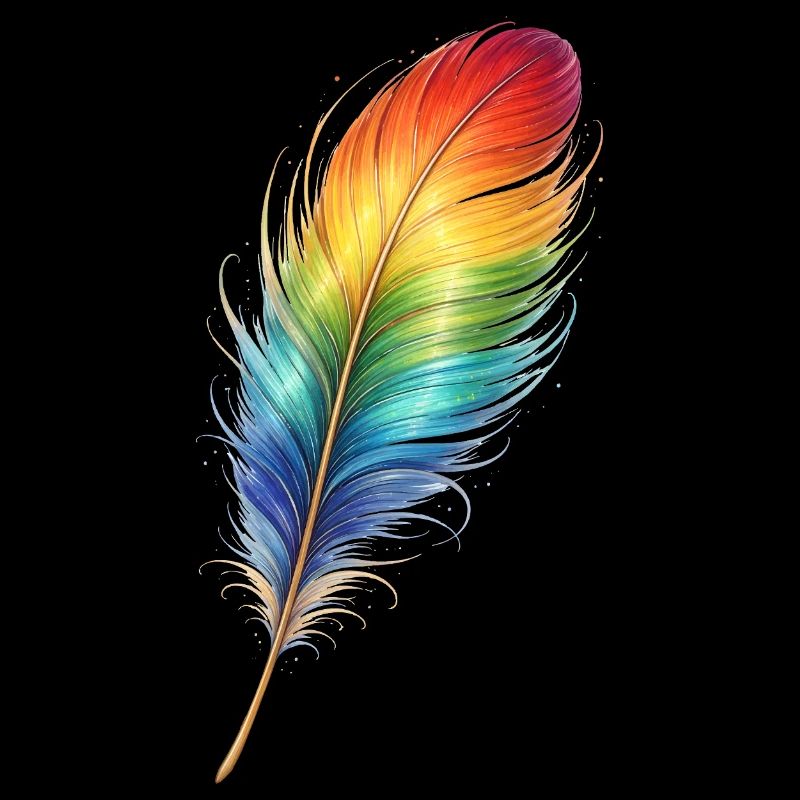 Colorful Feather Rainbow Boho Design