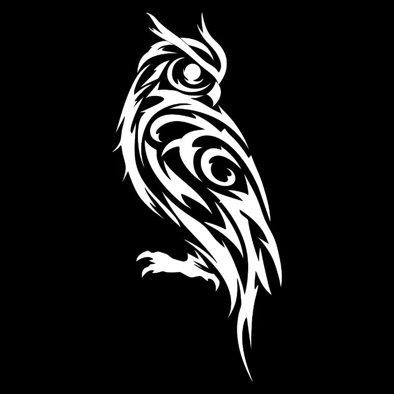 Tribal Eule Schwarzweiß Tattoo