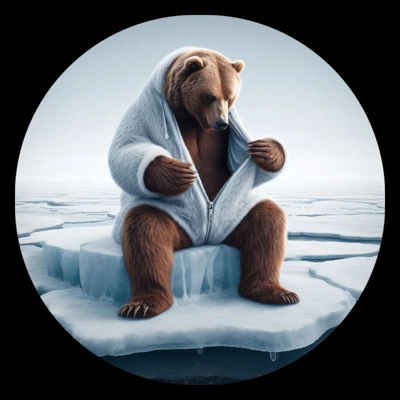 Bär im Schafspelz sitzt auf Scholle