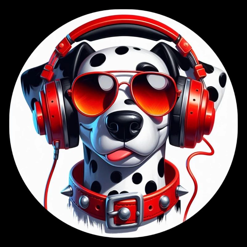 Chien dalmatien avec lunettes et écouteurs