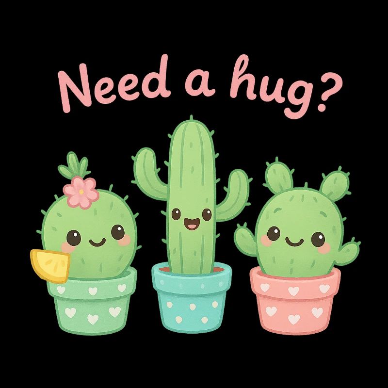 De mignons cactus « Besoin d’un câlin ? »