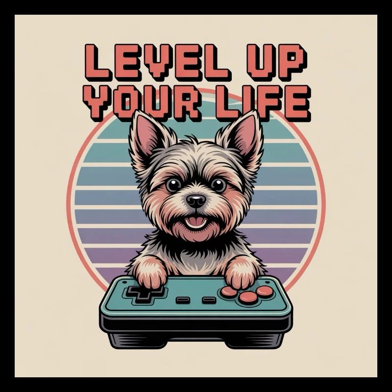 Chien gamer rétro mignon