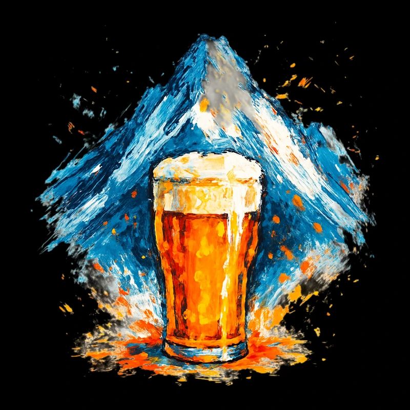 Bier im Berggipfel Aquarell