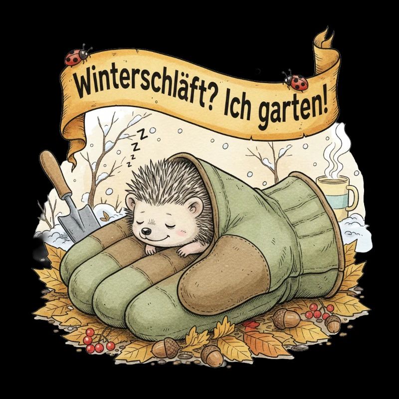 Le hérisson dort en gant de jardinage « Hiberner ? Ic