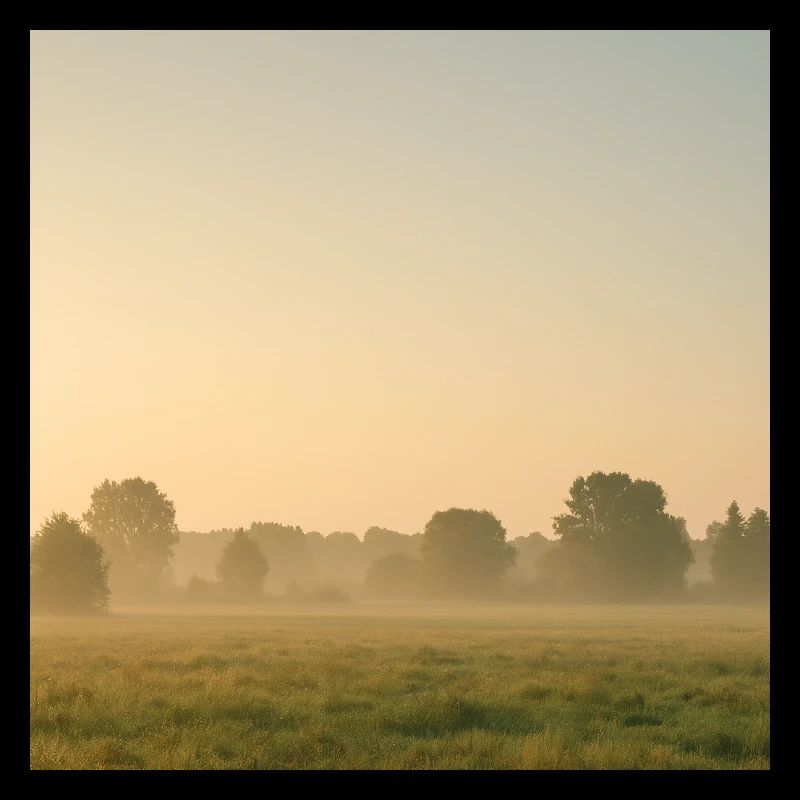 Morgennebel über goldener Wiese
