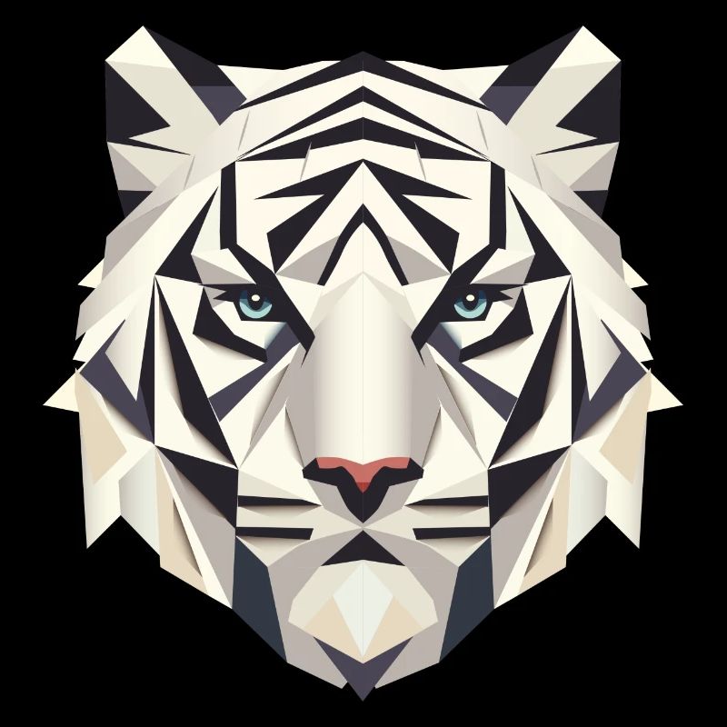 Geometrischer Weißer Tiger – Stärke und Elegants